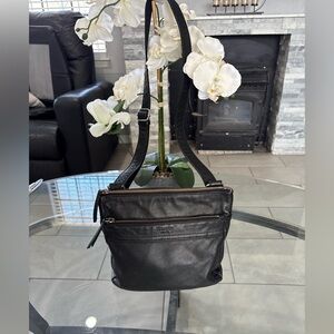 Elegant Black Leather Shoulder Bag Margo New York